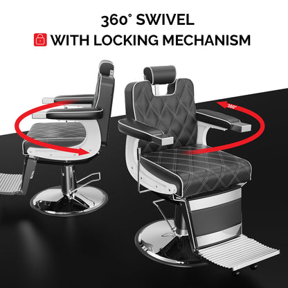 OmySalon BC1401 Modern Style Heavy Duty Hydraulic Recline Barber Chair - G59000265