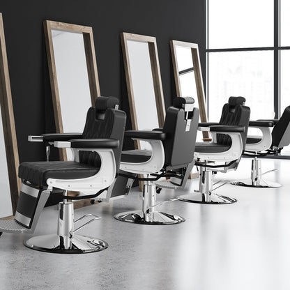OmySalon BC1401 Modern Style Heavy Duty Hydraulic Recline Barber Chair - G59000265