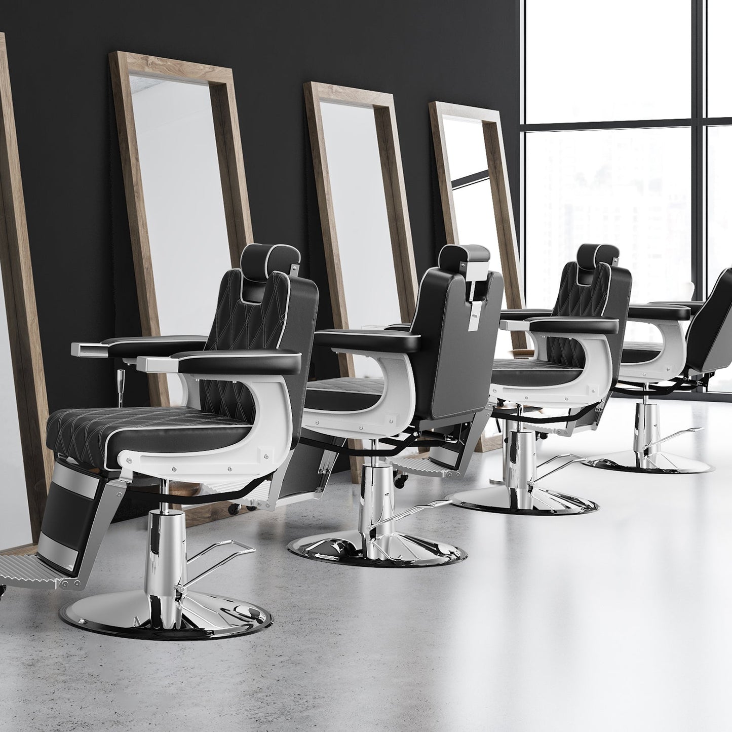 OmySalon BC1401 Modern Style Heavy Duty Hydraulic Recline Barber Chair - G59000265