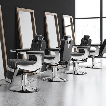 OmySalon BC1401 Modern Style Heavy Duty Hydraulic Recline Barber Chair - G59000265