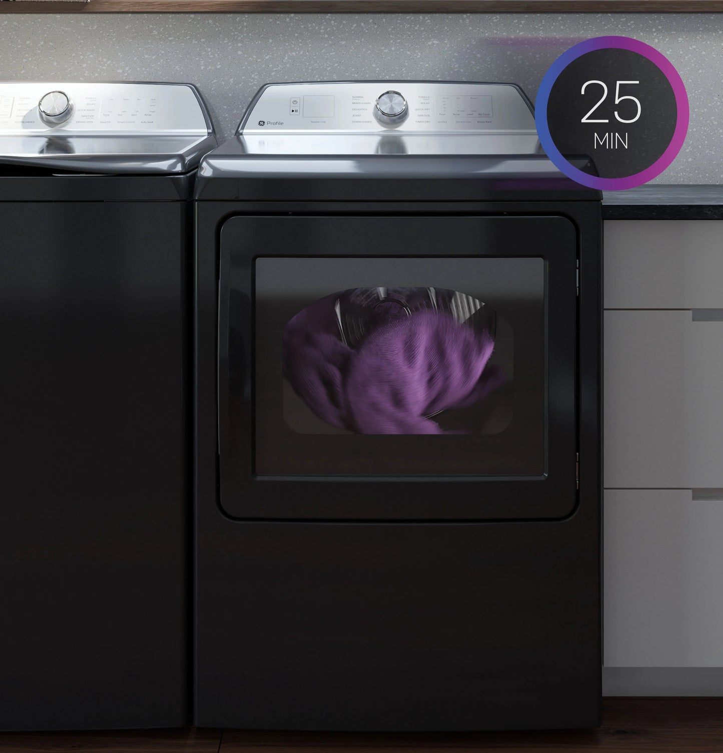 GE Appliances  7.4 cu. ft. Capacity aluminized alloy drum Electric Dryer with Sanitize Cycle and Sensor Dry Diamond Gray - PTD60EBPRDG