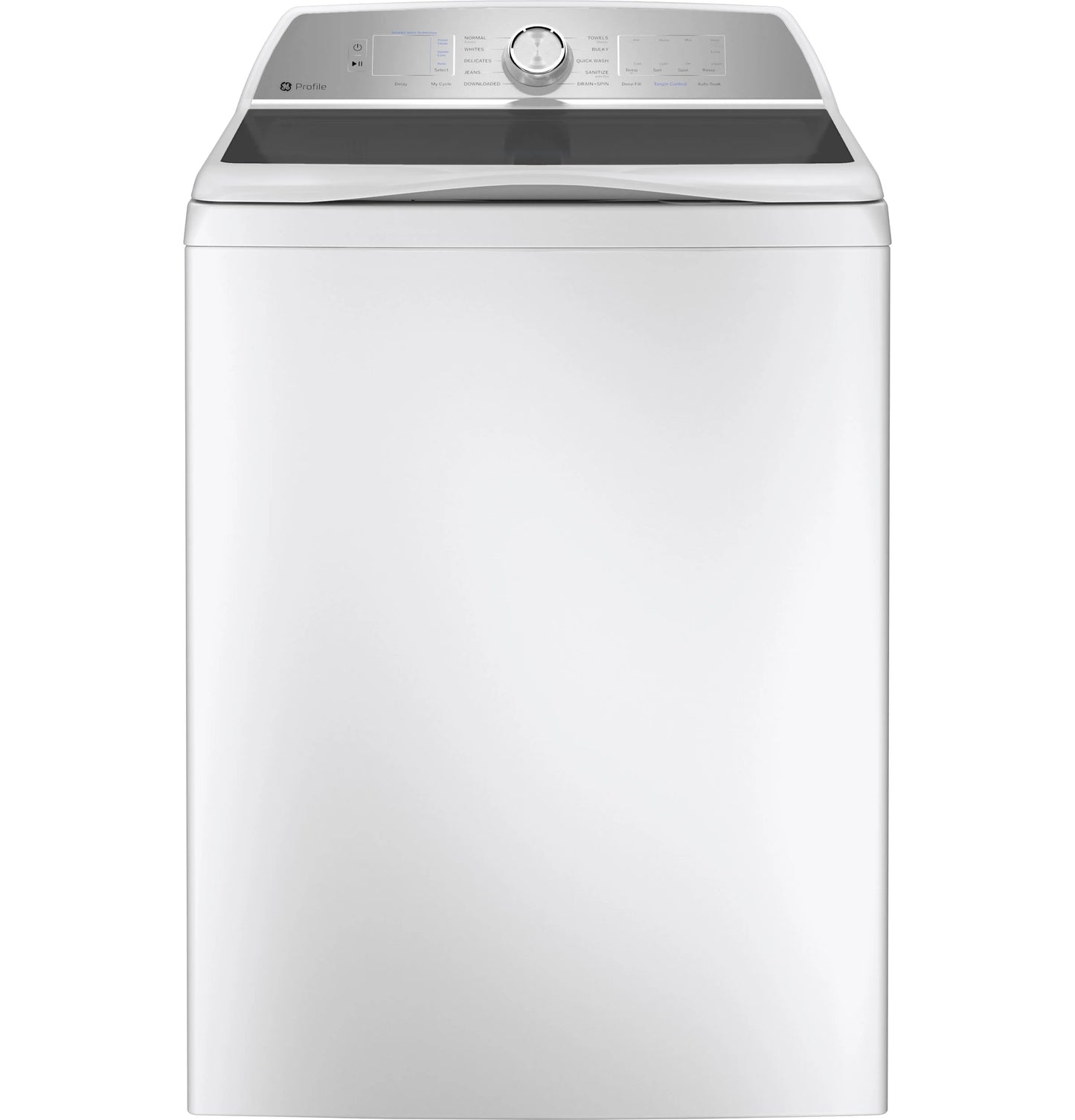 GE Appliances  4.9 cu. ft. Capacity Washer with Smarter Wash Technology and FlexDispense White on White with Silver Backsplash - PTW605BSRWS