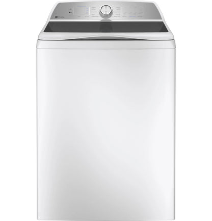 GE Appliances  4.9 cu. ft. Capacity Washer with Smarter Wash Technology and FlexDispense White on White with Silver Backsplash - PTW605BSRWS