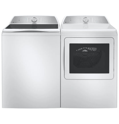 GE Appliances  4.9 cu. ft. Capacity Washer with Smarter Wash Technology and FlexDispense White on White with Silver Backsplash - PTW605BSRWS