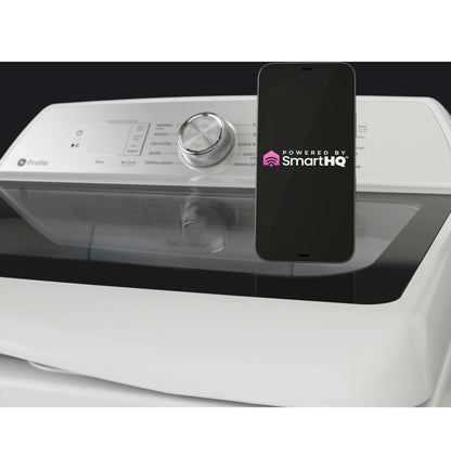 GE Appliances  4.9 cu. ft. Capacity Washer with Smarter Wash Technology and FlexDispense White on White with Silver Backsplash - PTW605BSRWS