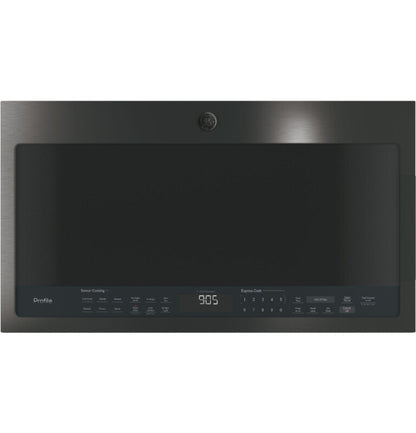 GE Appliances  2.1 Cu. Ft. Over-the-Range Sensor Microwave Oven Fingerprint Resistant Black Stainless - PVM9005BLTS