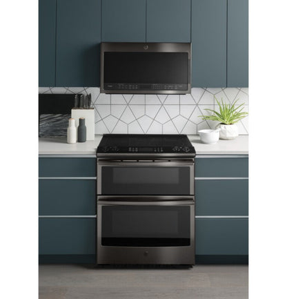 GE Appliances  2.1 Cu. Ft. Over-the-Range Sensor Microwave Oven Fingerprint Resistant Black Stainless - PVM9005BLTS