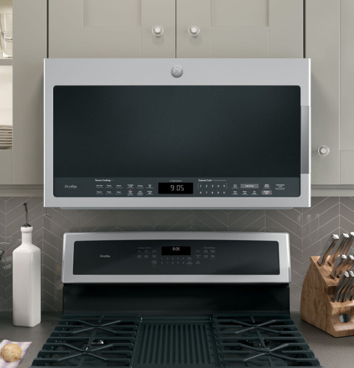 GE Appliances  2.1 Cu. Ft. Over-the-Range Sensor Microwave Oven Stainless Steel - PVM9005SJSS