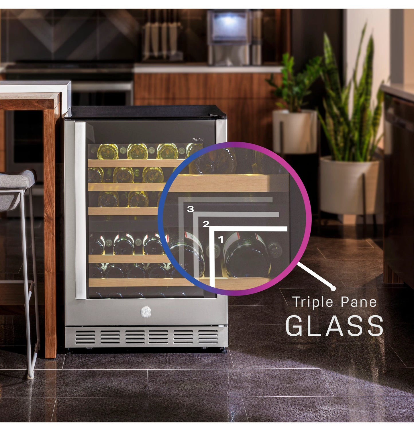 GE Profile PWS06DSPSS 44-Bottle Dual Zone Wine Cooler Stainless Steel
