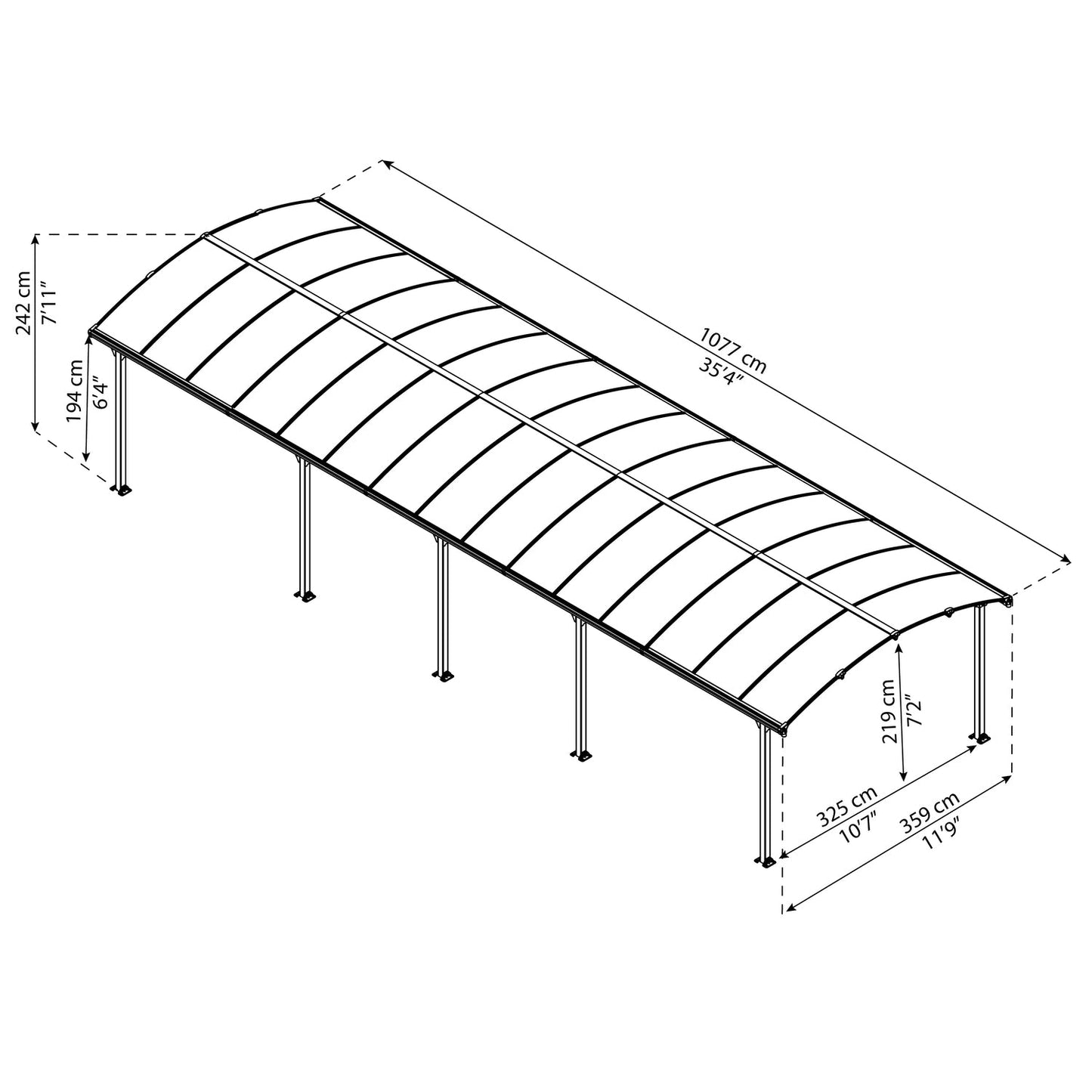 Palram - Canopia | Arcadia 5000 Carport 12x35x8 ft - HG9113