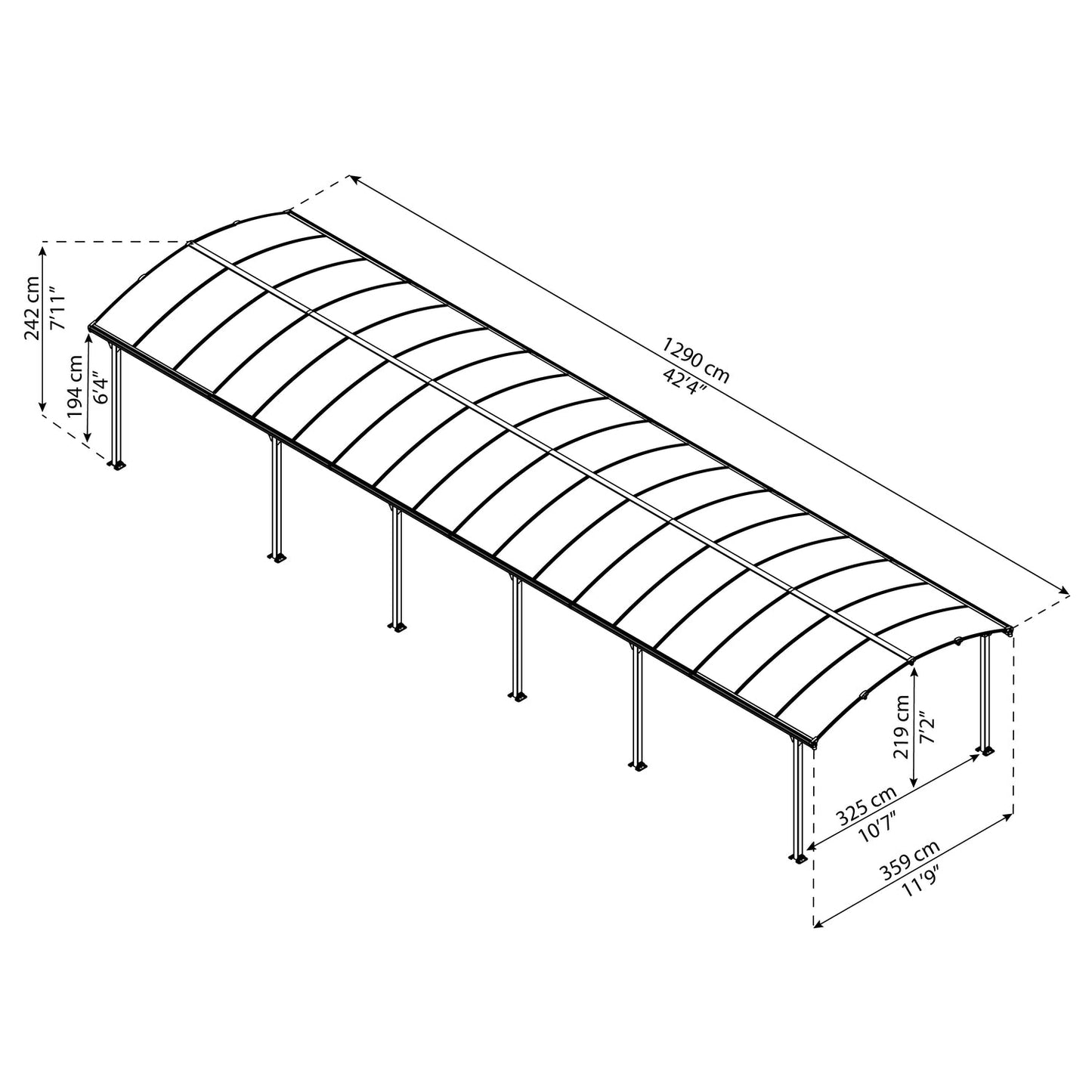 Palram - Canopia | Arcadia 5000 Carport 12x42x8 ft - HG9123