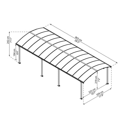 Palram - Canopia | Arcadia 5000 Carport 12x28x8 ft - HG9119