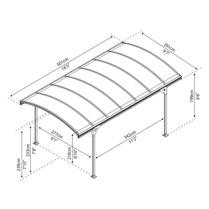Palram - Canopia | 10x16 ft Vitoria 5000 Polycarbonate Carport  - Gray/Gray - HG9130