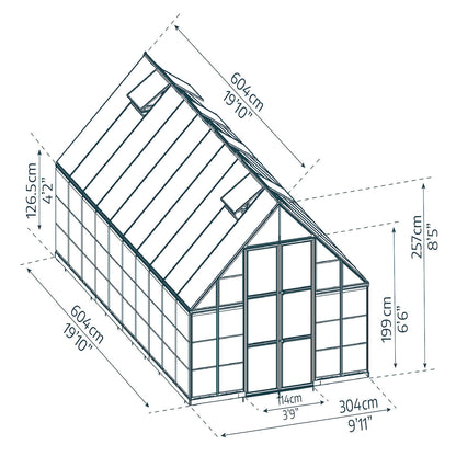 Palram - Canopia | Balance Greenhouse Kit With Clear 0.8mm Polycarbonate Glazing - HG6108G