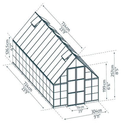 Palram - Canopia | Balance Greenhouse Kit With Clear 0.8mm Polycarbonate Glazing - HG6108G