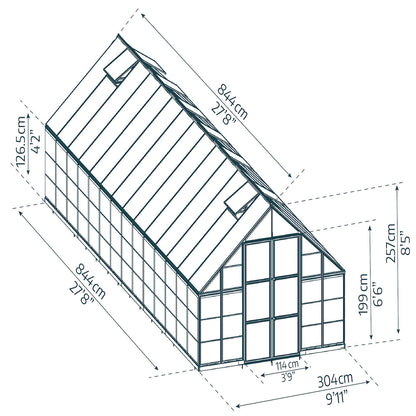 Palram - Canopia | Balance Greenhouse Kit With Clear 0.8mm Polycarbonate Glazing - HG6108G