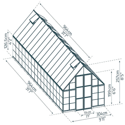Palram - Canopia | Balance Greenhouse Kit With Clear 0.8mm Polycarbonate Glazing - HG6108G
