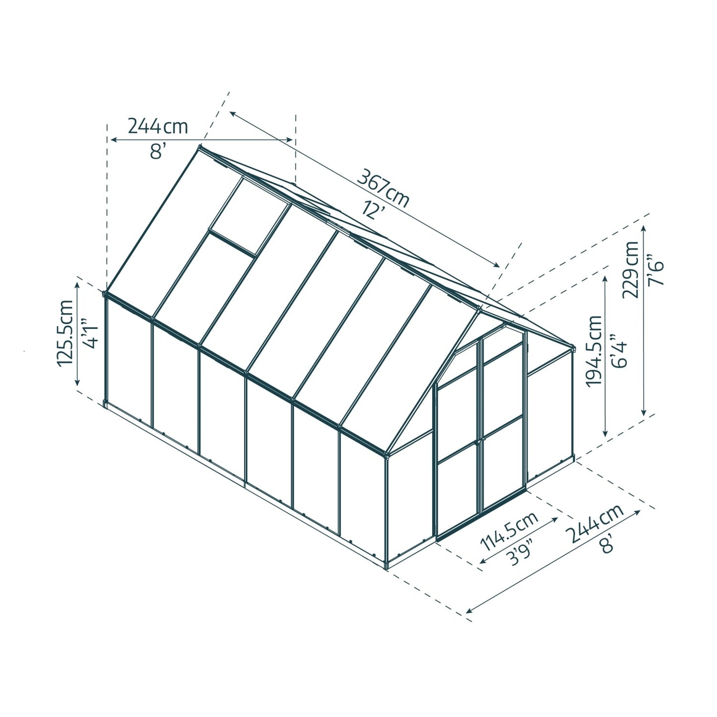 Palram - Canopia | Essence Greenhouse Kit - Silver With 4mm Twin-wall Polycarbonate Glazing - HG5812