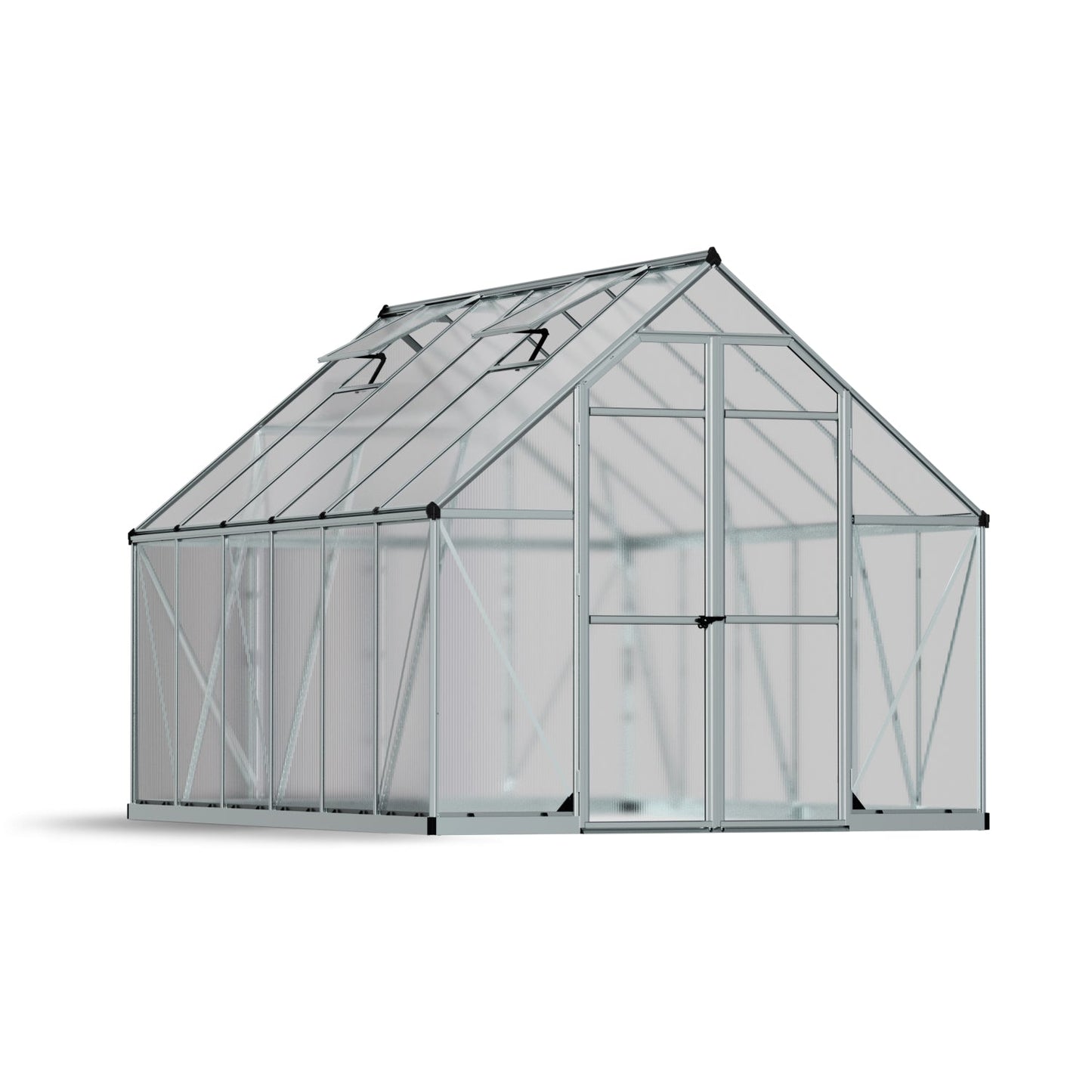 Palram - Canopia | Essence Greenhouse Kit - Silver With 4mm Twin-wall Polycarbonate Glazing - HG5812