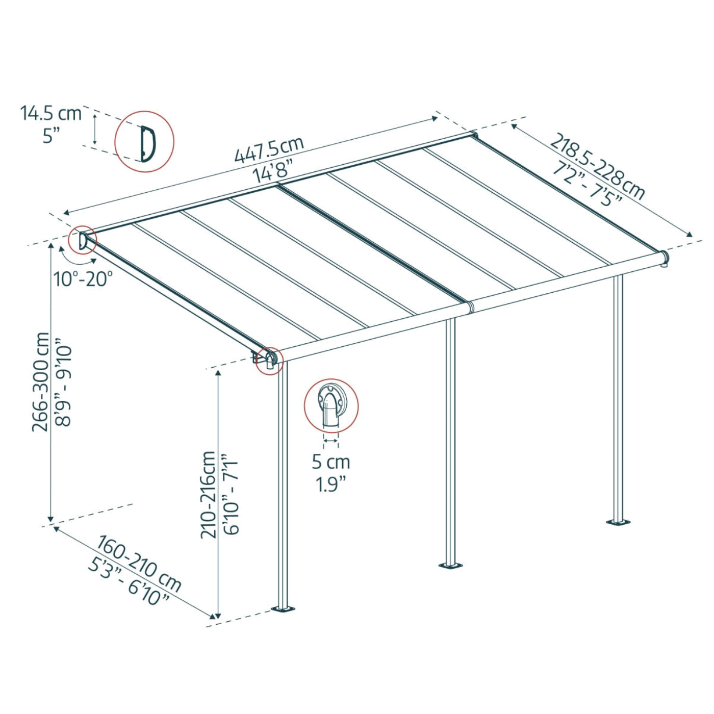 Palram - Canopia | Sierra Patio Cover - 7.5ft Wide - HG9075