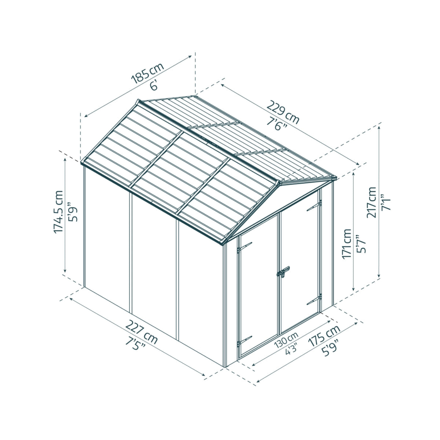 Palram - Canopia | Rubicon 6ft Ultra Durable Outdoor Storage Shed for Garden Dark Grey Series - HG9705GY