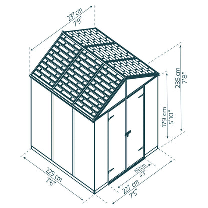 Palram - Canopia | Rubicon 8ft Ultra Durable Outdoor Storage Shed for Garden Dark Grey Series - HG9730GY