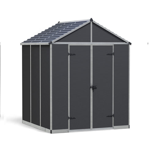 Palram - Canopia | Rubicon 8ft Ultra Durable Outdoor Storage Shed for Garden Dark Grey Series - HG9730GY