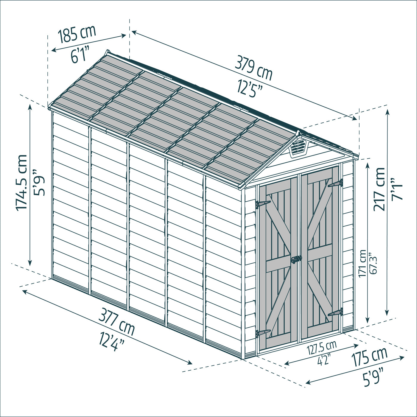 Palram - Canopia | SkyLight Polycarbonate Storage Shed - 6' Wide - HG9603T