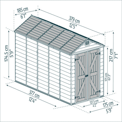 Palram - Canopia | SkyLight Polycarbonate Storage Shed - 6' Wide - HG9603T