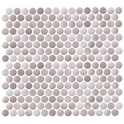 PennyRoundPaleTaupePorcelainMosaicTile