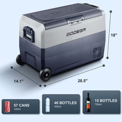 BODEGAcooler Portable Freezer 53qt/50L with Flexible Dual Zone T50