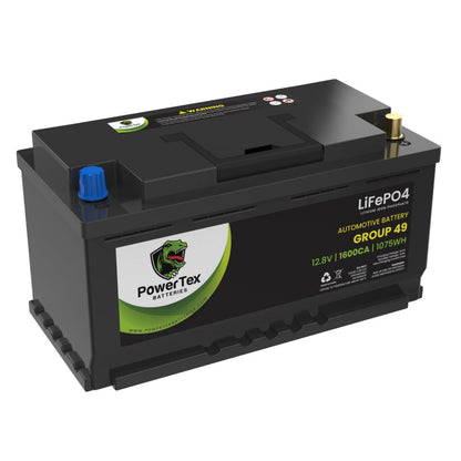 PowerTex 2018 Ford F-150 Car Battery BCI Group 49 / H8 Lithium LiFePO4 Automotive Battery - PTLG49-888