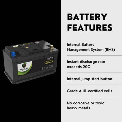 PowerTex 2009 Porsche Cayenne Car Battery BCI Group 94R / H7 Lithium LiFePO4 Automotive Battery - PTLG94R-1164