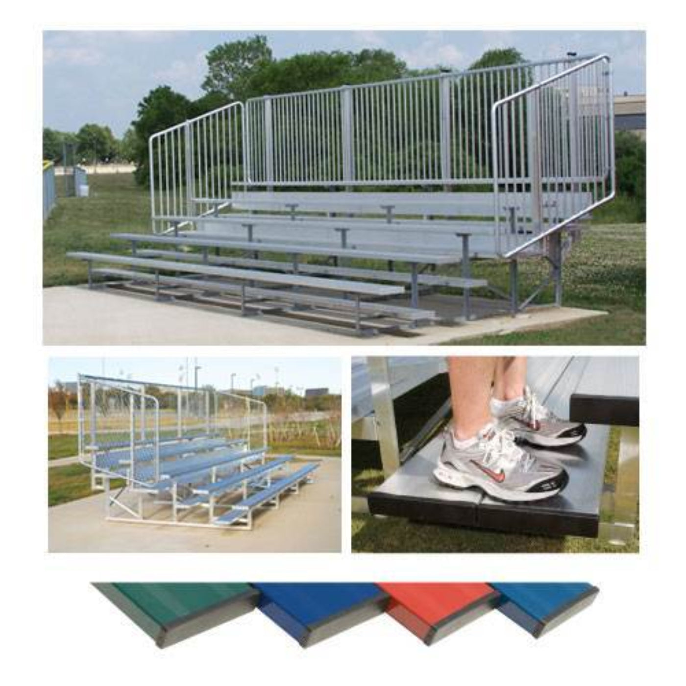 Bleacher Preferred Powder Coated Bleachers with Vertical Picket Railing - NB0415CVP