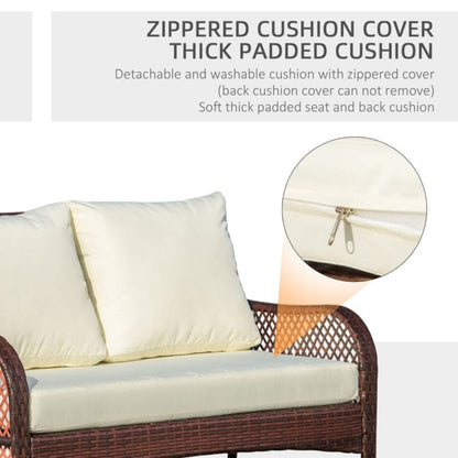 Outsunny 4-Piece Outdoor Wicker Sofa Set, Outdoor PE Rattan Conversation Furniture - 860-159CW