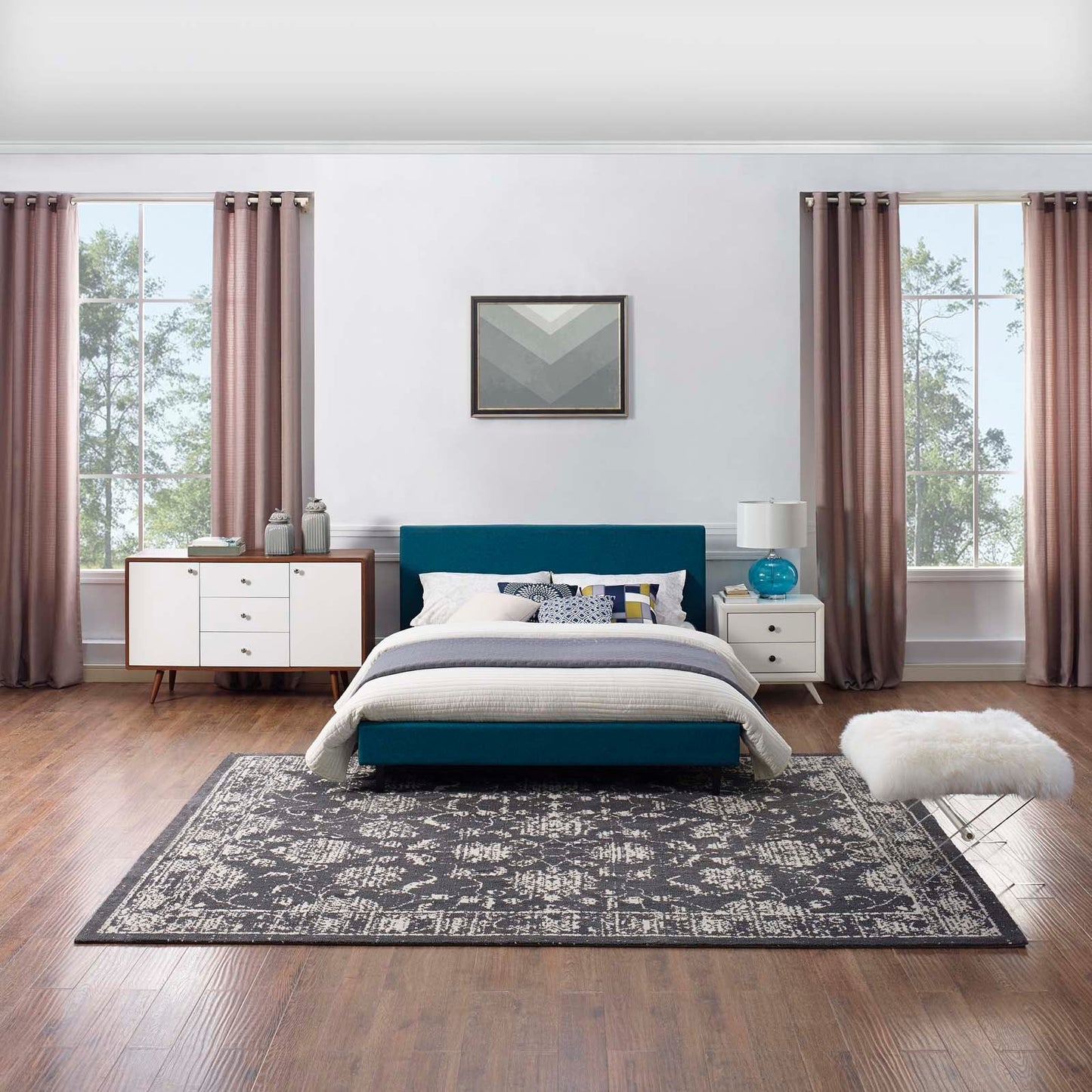 Modway furniture Kazia Distressed Floral Lattice 8x10 Area Rug - R-1020A-810