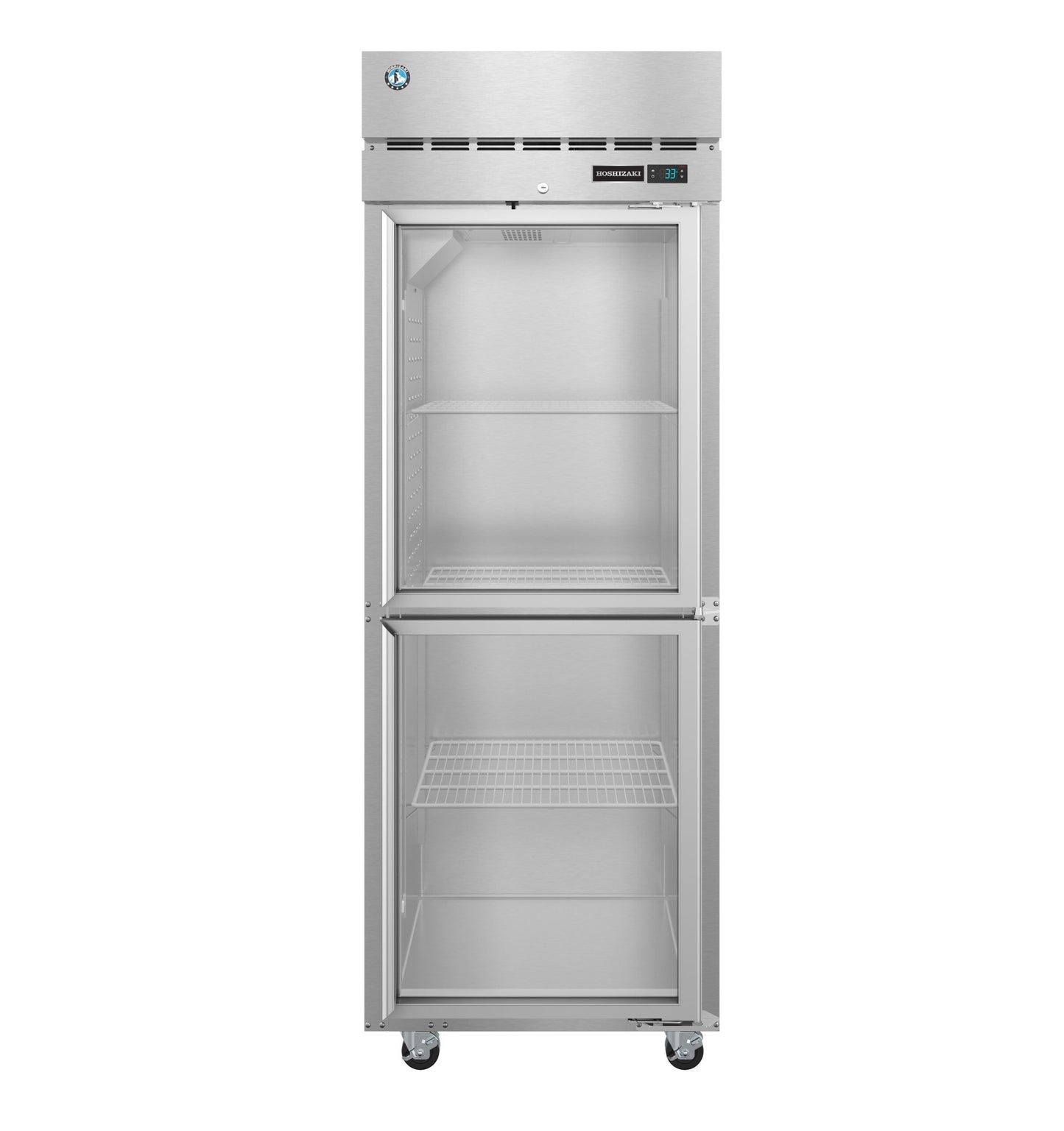 Hoshizaki 28" Wide 2 Glass Door Top Mount Reach-In Refrigerator - R1A-HG