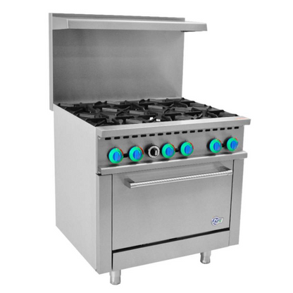 Chef AAA , Commercial 36" 6 Burner Gas Oven Range - R36
