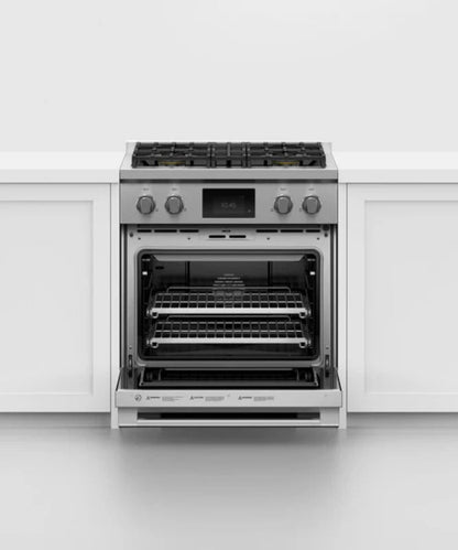 Fisher Paykel 30" Series 9 Professional 4 Burner Dual Fuel Self-Cleaning Range, LPG Stainless Steel - RDV3304L