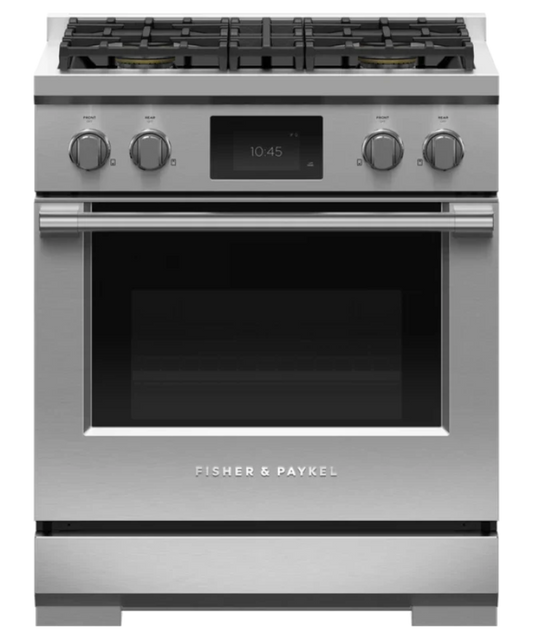 Fisher Paykel 30" Series 9 Professional 4 Burner Dual Fuel Self-Cleaning Range, Natural Gas Stainless Steel - RDV3304N