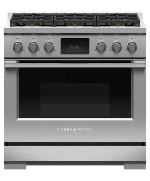 Fisher Paykel 36" Series 9 Professional 6 Burner Dual Fuel Self-Cleaning Range, Natural Gas Stainless Steel - RDV3366N