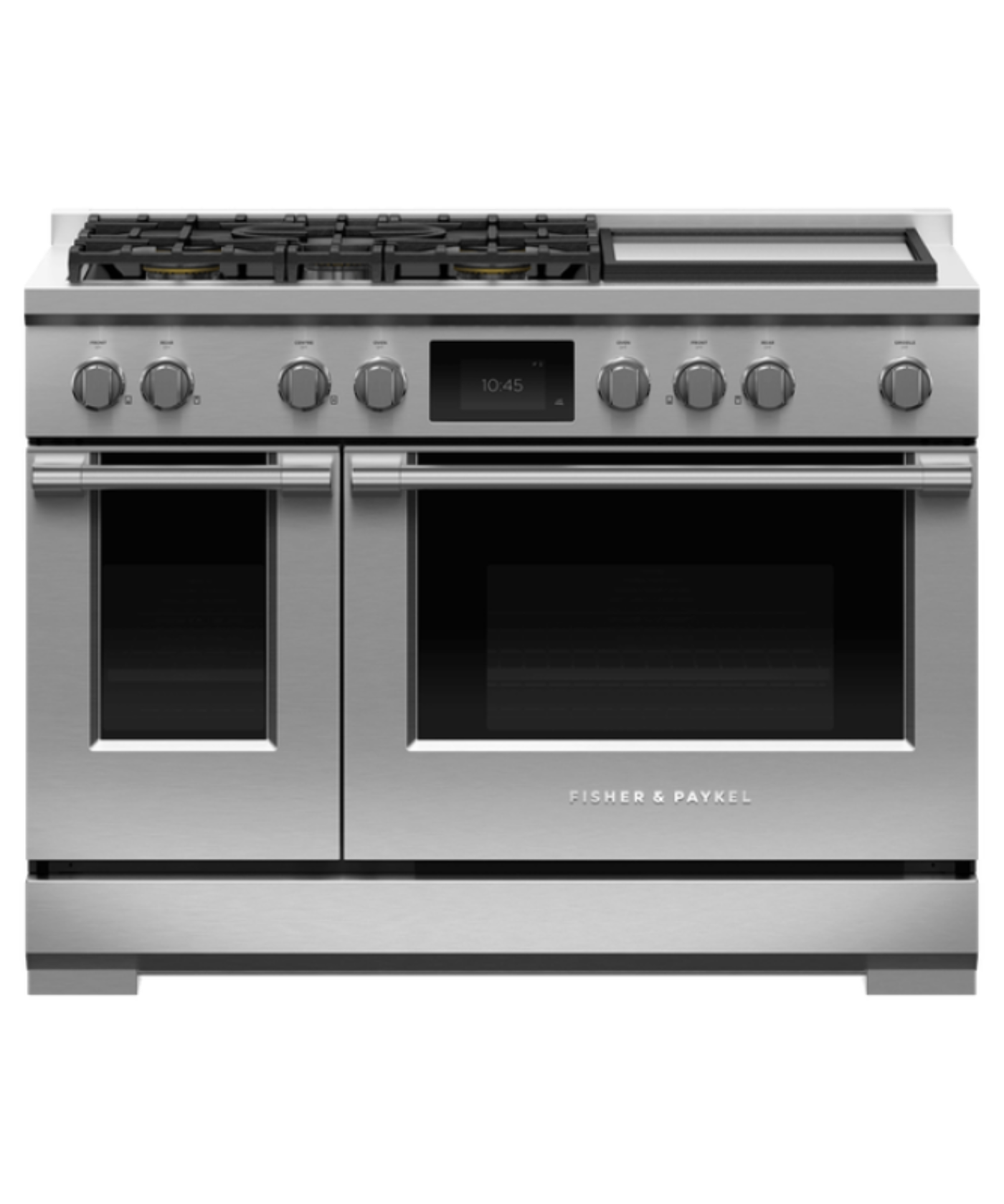Fisher Paykel 48" Series 9 Professional Dual Fuel 5 Burner with Griddle Self-Cleaning Range, Natural Gas Stainless Steel - RDV3485GDN