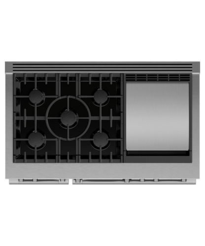 Fisher Paykel 48" Series 9 Professional Dual Fuel 5 Burner with Griddle Self-Cleaning Range, Natural Gas Stainless Steel - RDV3485GDN