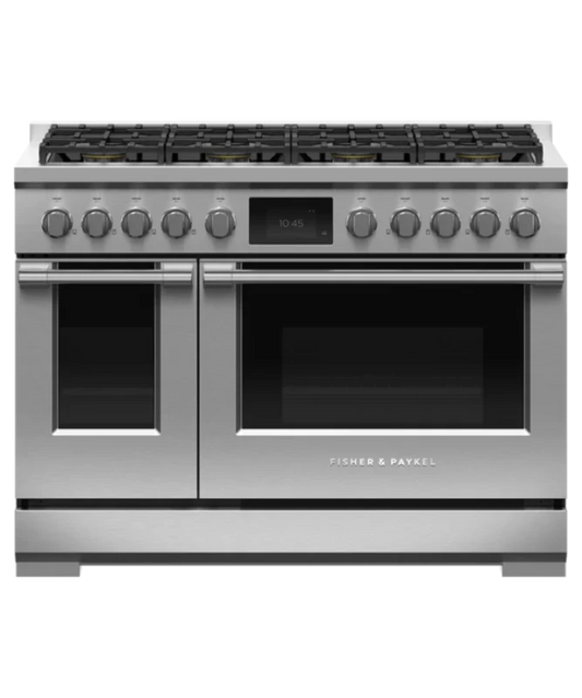 Fisher Paykel 48" Series 9 Professional 8 Burner Dual Fuel Self-Cleaning Range, Natural Gas Stainless Steel - RDV3488N
