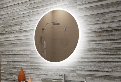 Paris Mirror 32" x 32" Round Reflection Edge Lit Round Mirror With Touch/ON/OFF Dim Sensor Switch 6000K - REFLR32326000