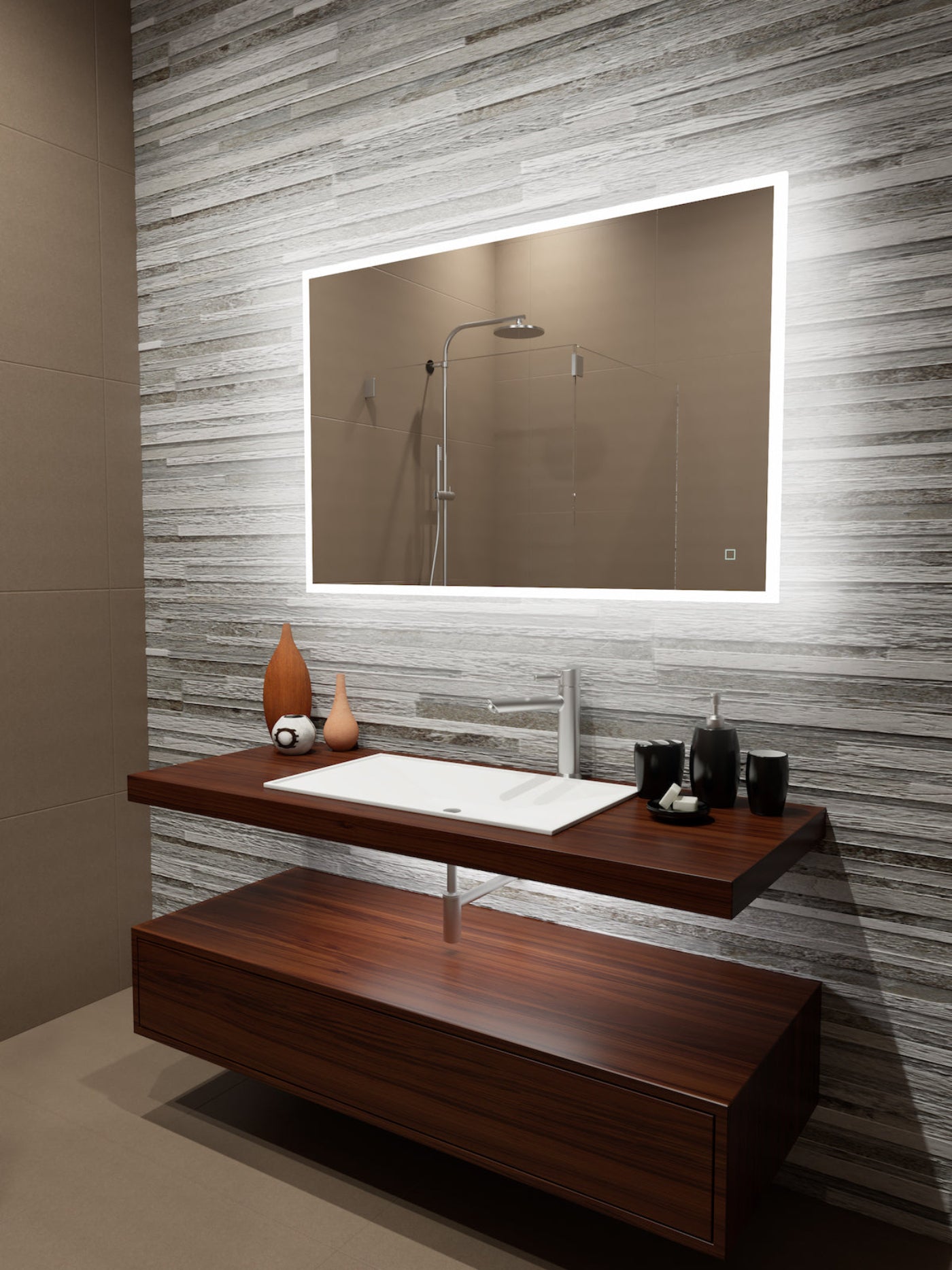 Paris Mirror 48" x 32" Rectangle Reflection Edge Lit Mirror With Touch/ON/OFF Dim Sensor Switch 6000K - REFLX48326000