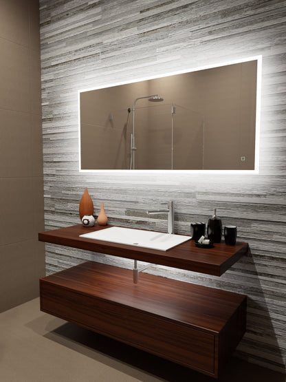 Paris Mirror 60" x 28" Rectangle Reflection Edge Lit Mirror With Touch/ON/OFF Dim Sensor Switch 6000K - REFLX60286000