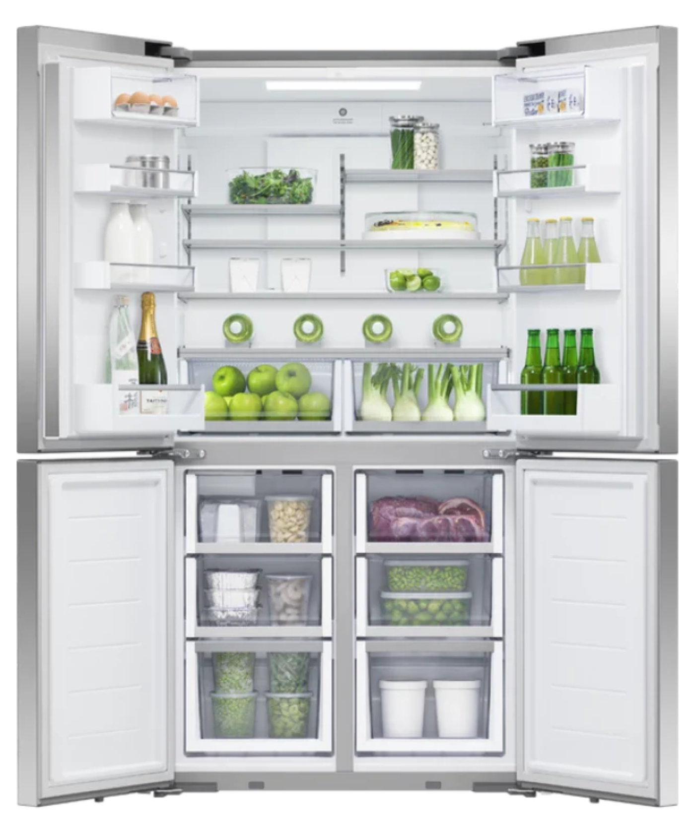 Fisher Paykel 18.9 cu ft Series 7 Quad Door Refrigerator Freezer, Ice & Water Stainless Steel - RF203QDUVX1