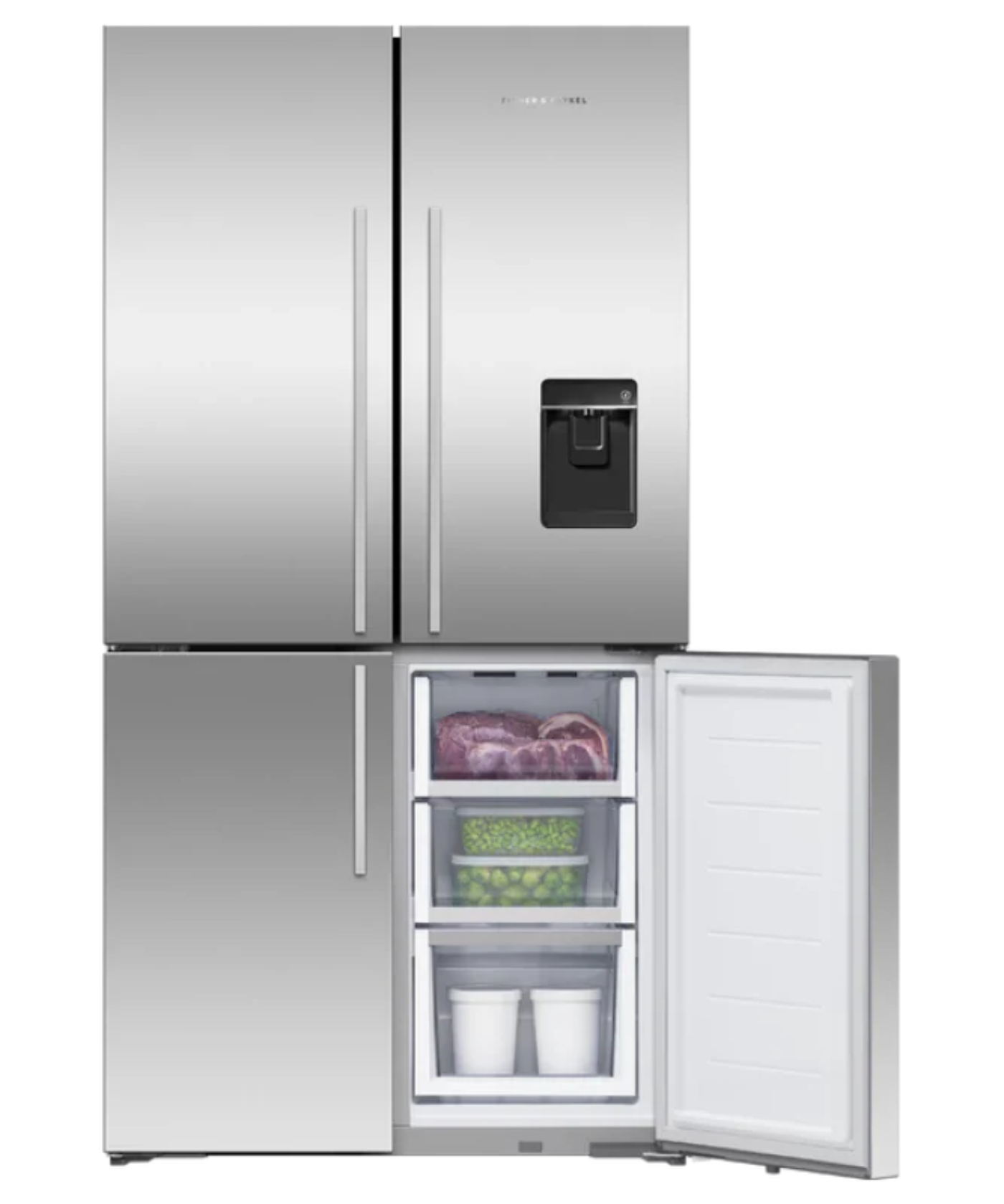 Fisher Paykel 18.9 cu ft Series 7 Quad Door Refrigerator Freezer, Ice & Water Stainless Steel - RF203QDUVX1
