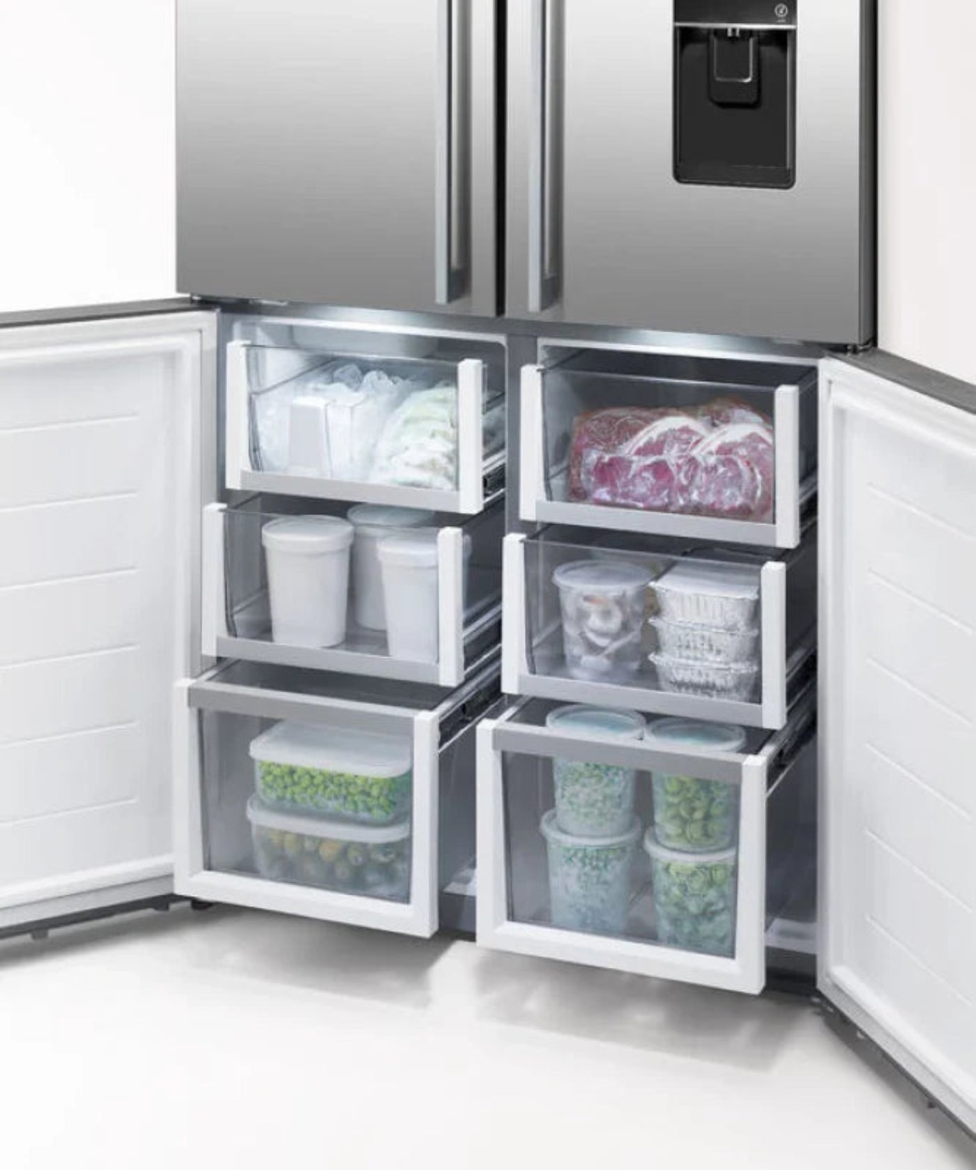 Fisher Paykel 18.9 cu ft Series 7 Quad Door Refrigerator Freezer, Ice & Water Stainless Steel - RF203QDUVX1